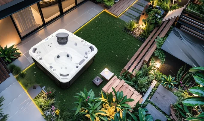 Space-Saving Outdoor Spa Tub
