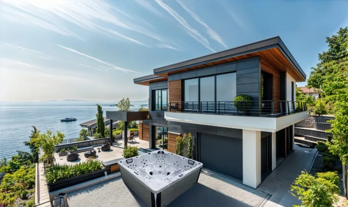 Modern Backyard Hot Tub